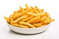 French fries in plate on white Royalty Free Stock Photo