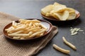 French fries and potato chip snack in dish Royalty Free Stock Photo