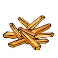 French Fries Potato. Fast Food. Realistic Doodle Cartoon Style Hand Drawn Sketch Vector Illustration.Isolated On a White Backgroun Royalty Free Stock Photo
