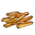 French Fries Potato. Fast Food. Realistic Doodle Cartoon Style Hand Drawn Sketch Vector Illustration.Isolated On a White Backgroun Royalty Free Stock Photo