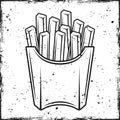 French fries potatoes vector illustration on background with removable grunge textures Royalty Free Stock Photo