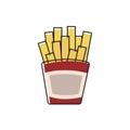 French fries in red carton. Vector Royalty Free Stock Photo