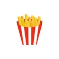 French Fries in red and white striped paper Box. Fastfood vector Design