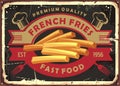 French fries retro tin sign design Royalty Free Stock Photo