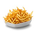 French fries. Roasted potato chips in deep fat fry oil potatoes. Yellow sticks. Fast food. Unhealthy tasty food, isolated. Royalty Free Stock Photo