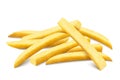 French fries. Roasted potato chips in deep fat fry oil potatoes. Yellow sticks, isolated on white background. Fastfood. Unhealthy Royalty Free Stock Photo