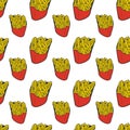 French fries. Vector concept in doodle and sketch style. Hand drawn illustration for printing on T-shirts, postcards Royalty Free Stock Photo