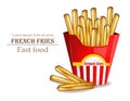 French fries Vector realistic. Fast food template. Detailed 3d illustrations