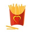 French fries on white background