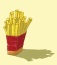 French fries yellow background