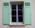 French Front Door. Pastel Facades with Window Royalty Free Stock Photo