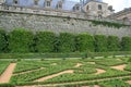 french garden in a medieval castle - hautefort - france Royalty Free Stock Photo