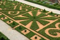 french garden in a medieval castle - hautefort - france Royalty Free Stock Photo