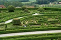 french garden in a medieval castle - hautefort - france Royalty Free Stock Photo