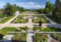 French gardens of Villa Arnaga in Cambo-les-Bains, As seen from the villa window. Basque Country, France