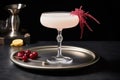 french 75 garnished with lemon twist and cherry