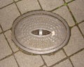 French gas manhole sewer cover Royalty Free Stock Photo
