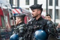 french gendarmes during the protesting against taxes and rising fuel prices and for and the resignation of E. Macron