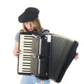 French girl with accordion Royalty Free Stock Photo