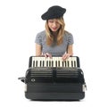 French girl playing the accordion Royalty Free Stock Photo