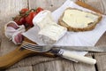 French goat cheese and bread Royalty Free Stock Photo