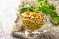 French grain mustard in a bowl.