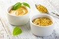 French grain mustard in a bowl.