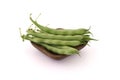 French green string beans on the wooden plate Royalty Free Stock Photo