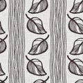 French grey botanical leaf linen seamless pattern with 2 tone country cottage style motif. Simple vintage rustic fabric