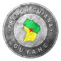 French Guiana Flag Button with Map Royalty Free Stock Photo