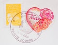 French Heart Shaped Postage Stamp