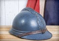French helmet and old french flag
