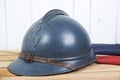 French helmet and old french flag