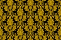 French heraldic seamless floral pattern of yellow fleur-de-lis motif on black background with royal lilies bunches. Use as vintage Royalty Free Stock Photo