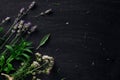 French herbs on the black desk