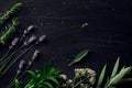 French herbs on the black desk