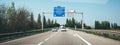 French highway perspective view at the long autoroute Royalty Free Stock Photo