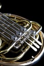 French Horn on Black Background Royalty Free Stock Photo