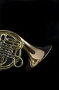 French Horn on Black Background Royalty Free Stock Photo