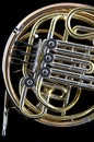 French Horn on Black Background Royalty Free Stock Photo