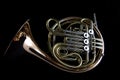 French Horn on Black Background Royalty Free Stock Photo