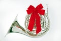 French Horn Christmas Ribbon Isolated Royalty Free Stock Photo