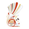 French horn flat vector illustration Royalty Free Stock Photo