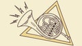 French Horn in Geometric Triangle Vector Illustration, Abstract Harmony, vector design Generative AI Royalty Free Stock Photo