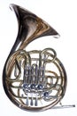 French Horn Isolated Against White Royalty Free Stock Photo