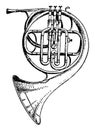 French Horn, vintage illustration Royalty Free Stock Photo