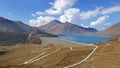 French hydropower: dam in the mountains. French Alps, the Lake Royalty Free Stock Photo