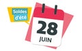 French 2023 june 28 calendar Royalty Free Stock Photo