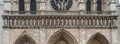 Facade of the Notre-Dame Our Lady cathedral of Paris, France