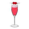 French Kiss cocktail with fresh raspberry